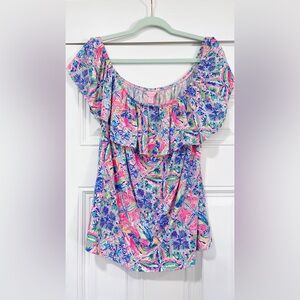 Lilly Pulitzer La Fortuna Top Size XL Dancing On The Deck Print